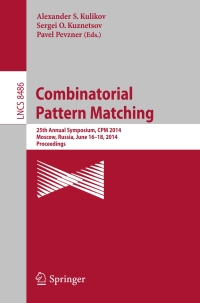 Cover image: Combinatorial Pattern Matching 9783319075655