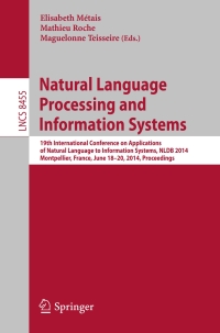 Cover image: Natural Language Processing and Information Systems 9783319079820