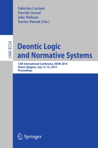 Cover image: Deontic Logic and Normative Systems 9783319086149