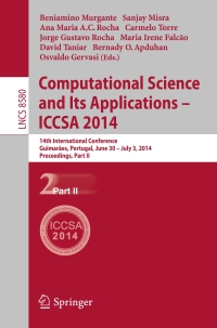Imagen de portada: Computational Science and Its Applications - ICCSA 2014 9783319091280
