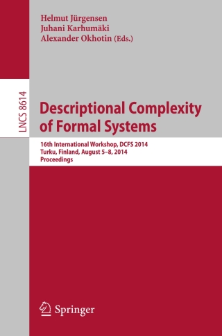 Cover image: Descriptional Complexity of Formal Systems 9783319097039