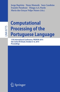 صورة الغلاف: Computational Processing of the Portuguese Language 9783319097602