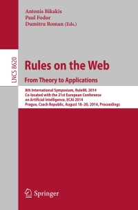 Imagen de portada: Rules on the Web: From Theory to Applications 9783319098692