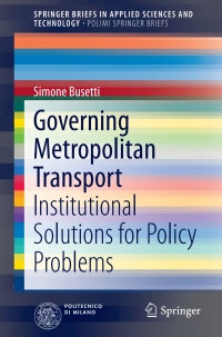 Cover image: Governing Metropolitan Transport 9783319106588