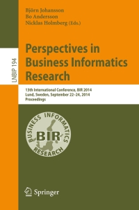 Cover image: Perspectives in Business Informatics Research 9783319113692