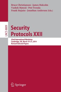 Imagen de portada: Security Protocols XXII 9783319123998