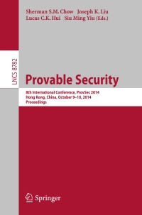 Imagen de portada: Provable Security 9783319124742