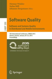 Imagen de portada: Software Quality. Software and Systems Quality in Distributed and Mobile Environments 9783319132501