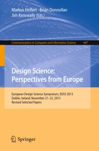 Cover image: Design Science: Perspectives from Europe 9783319139357