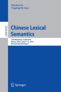 Imagen de portada: Chinese Lexical Semantics 9783319143309