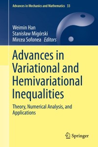 Cover image: Advances in Variational and Hemivariational Inequalities 9783319144894
