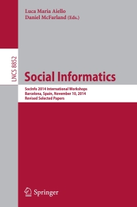 Cover image: Social Informatics 9783319151670