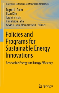 Cover image: Policies and Programs for Sustainable Energy Innovations 9783319160320