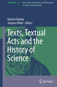 Cover image: Texts, Textual Acts and the History of Science 9783319164434