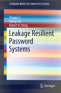 Imagen de portada: Leakage Resilient Password Systems 9783319175027