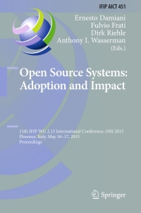 Cover image: Open Source Systems: Adoption and Impact 9783319178363