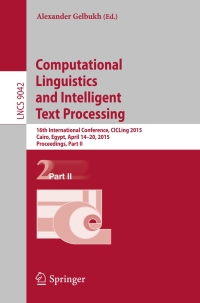 Titelbild: Computational Linguistics and Intelligent Text Processing 9783319181165