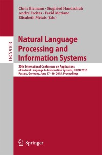Imagen de portada: Natural Language Processing and Information Systems 9783319195803
