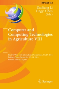 Imagen de portada: Computer and Computing Technologies in Agriculture VIII 9783319196190