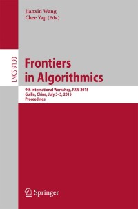 Cover image: Frontiers in Algorithmics 9783319196466