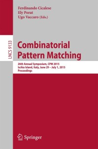 Cover image: Combinatorial Pattern Matching 9783319199283
