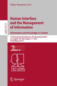Cover image: Human Interface and the Management of Information. Information and Knowledge in Context 9783319206172