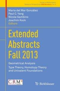 Titelbild: Extended Abstracts Fall 2013 9783319212838