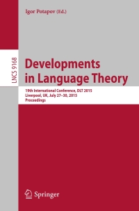 Cover image: Developments in Language Theory 9783319214993