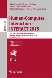 Cover image: Human-Computer Interaction – INTERACT 2015 9783319226675