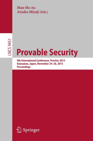 Imagen de portada: Provable Security 9783319260587