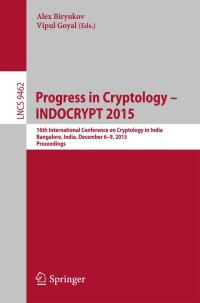 Immagine di copertina: Progress in Cryptology -- INDOCRYPT 2015 9783319266169