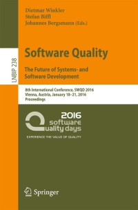 Cover image: Software Quality. The Future of Systems- and Software Development 9783319270326