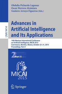 Imagen de portada: Advances in Artificial Intelligence and Its Applications 9783319271002