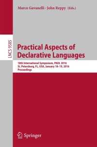 Imagen de portada: Practical Aspects of Declarative Languages 9783319282275