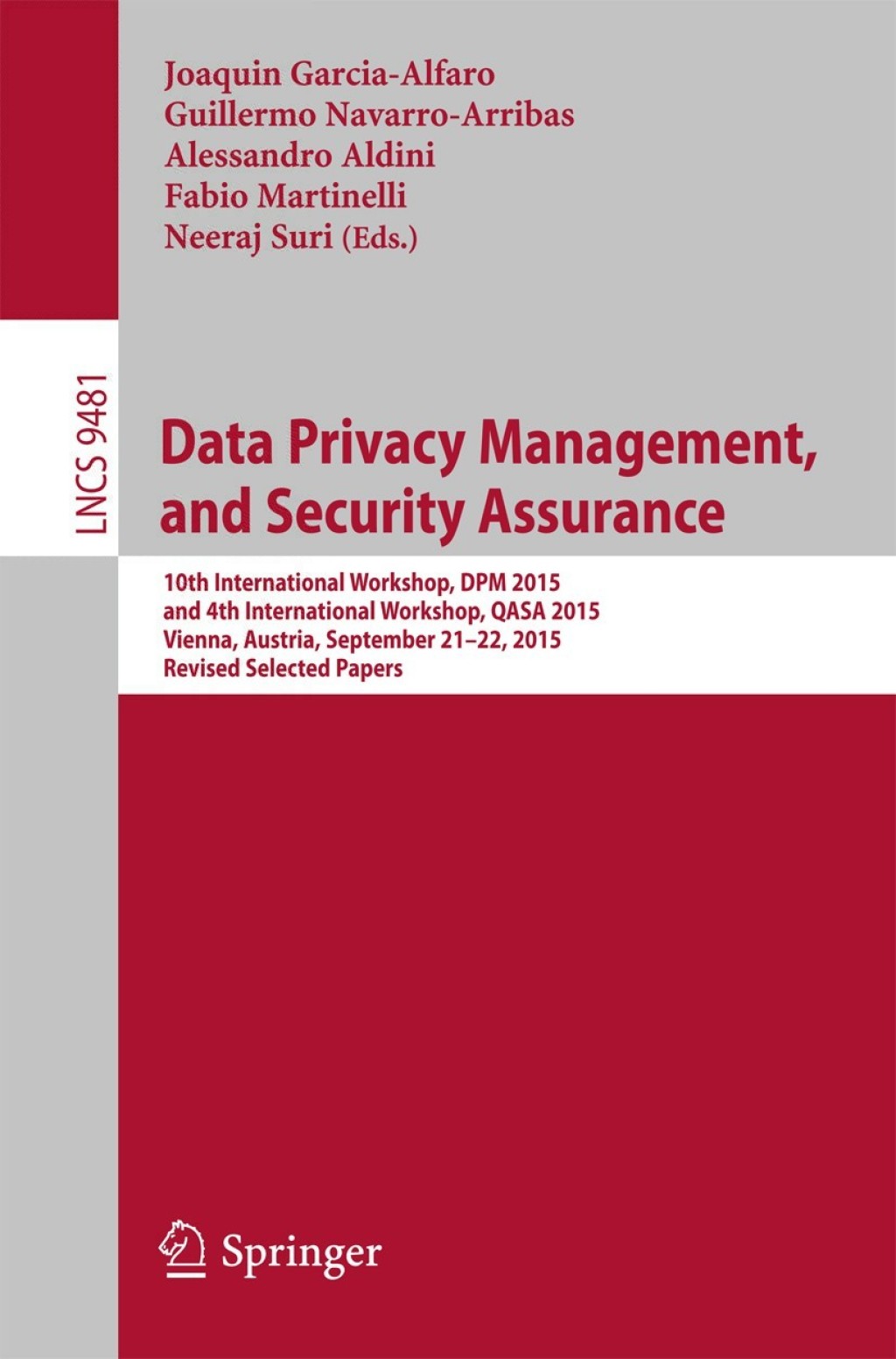 ISBN 9783319298825 product image for Data Privacy Management  and Security Assurance (eBook) | upcitemdb.com
