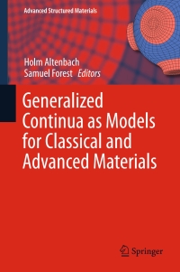 Cover image: Generalized Continua as Models for Classical and Advanced Materials 9783319317199