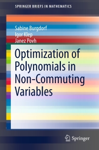 Cover image: Optimization of Polynomials in Non-Commuting Variables 9783319333366