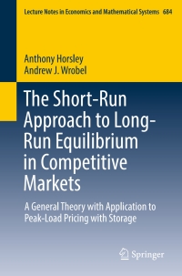 Titelbild: The Short-Run Approach to Long-Run Equilibrium in Competitive Markets 9783319333977