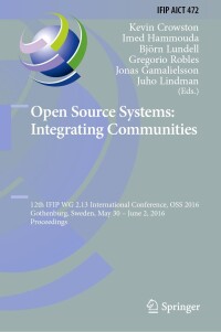 Cover image: Open Source Systems: Integrating Communities 9783319392240