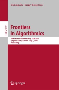 Cover image: Frontiers in Algorithmics 9783319398167