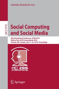 Titelbild: Social Computing and Social Media 9783319399096