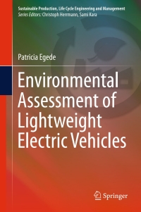 Cover image: Environmental Assessment of Lightweight Electric Vehicles 9783319402765