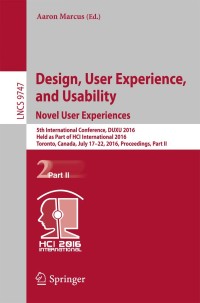 Cover image: Design, User Experience, and Usability: Novel User Experiences 9783319403540