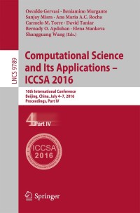 Cover image: Computational Science and Its Applications - ICCSA 2016 9783319420882