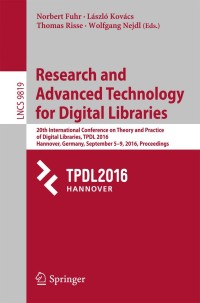 Cover image: Research and Advanced Technology for Digital Libraries 9783319439969