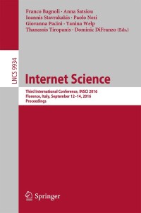 Cover image: Internet Science 9783319459813