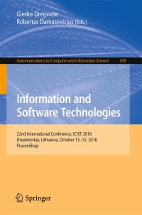 Imagen de portada: Information and Software Technologies 9783319462530