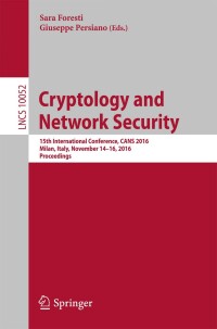 Cover image: Cryptology and Network Security 9783319489643