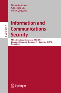 Immagine di copertina: Information and Communications Security 9783319500102