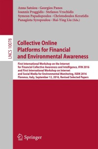 Cover image: Collective Online Platforms for Financial and Environmental Awareness 9783319502366